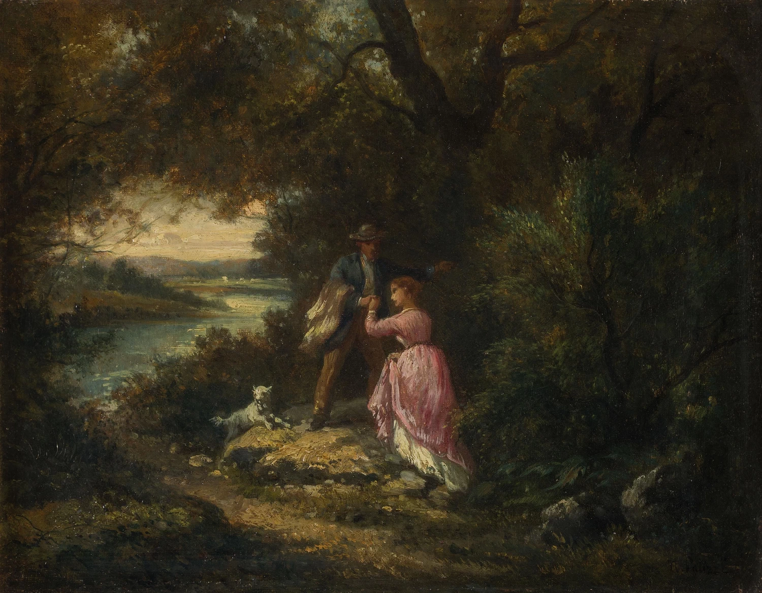 Paesaggio con scena romantica